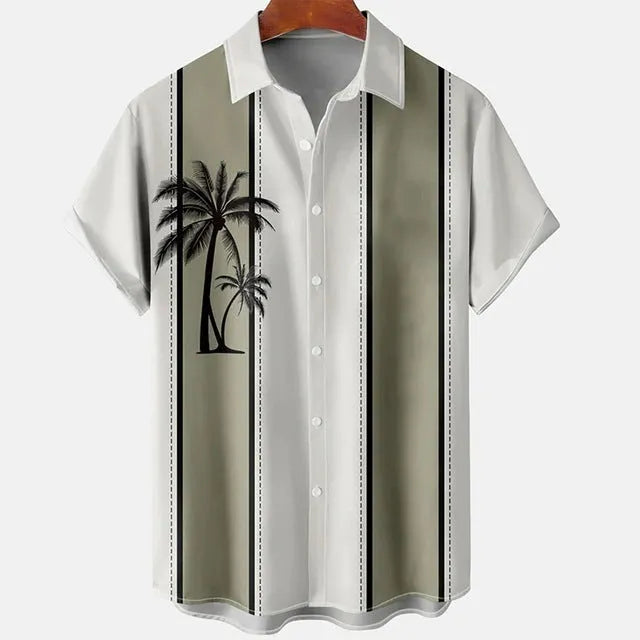 Men's slim fit casual shirt with colourful 3D floral digital print pattern on polyester fabric