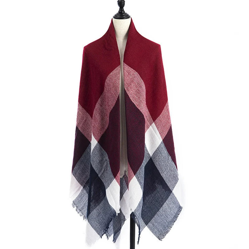 Women's double-sided Qicaigei scarf shawl in imitation cashmere, 140x140cm
