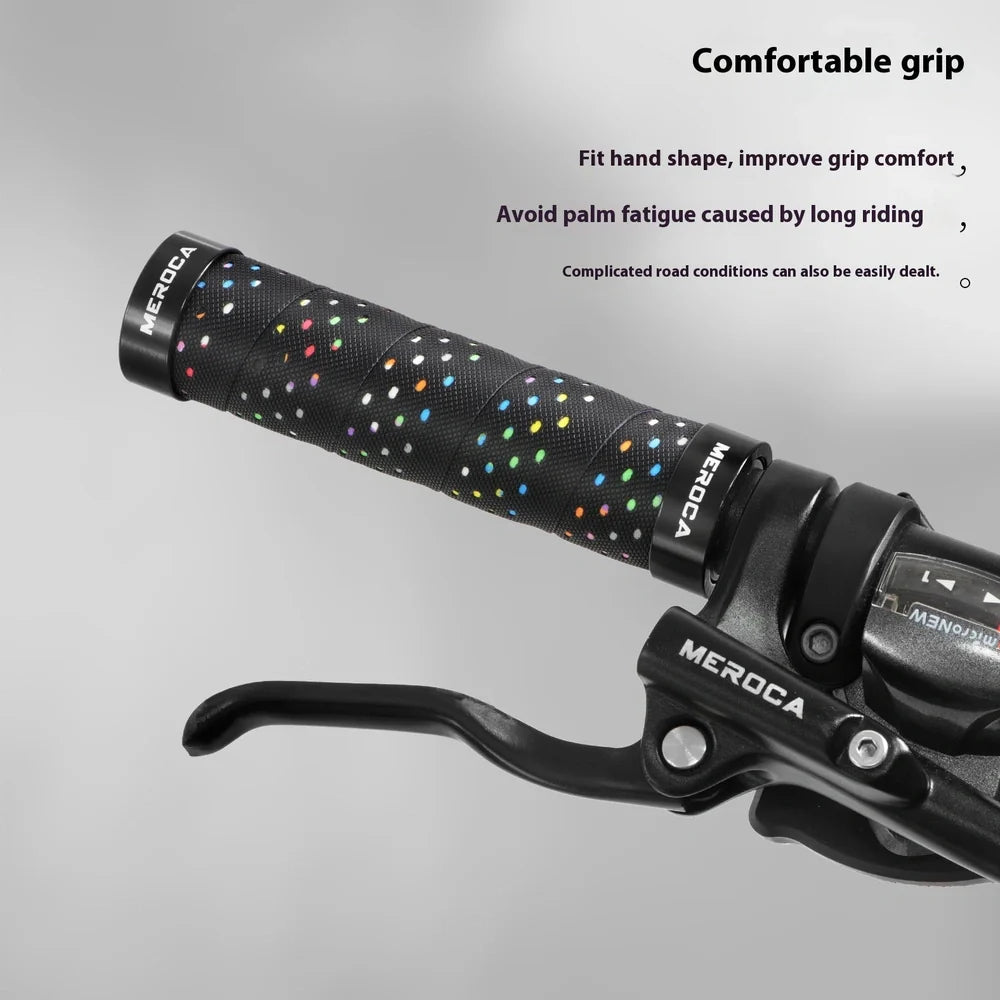 Lockable bicycle handlebar covers with anti-slip winding pattern in black-red colour combination