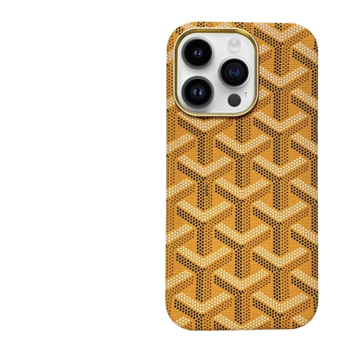 Leather magnetic drop-resistant phone case for Apple iPhone in gold with all-inclusive design