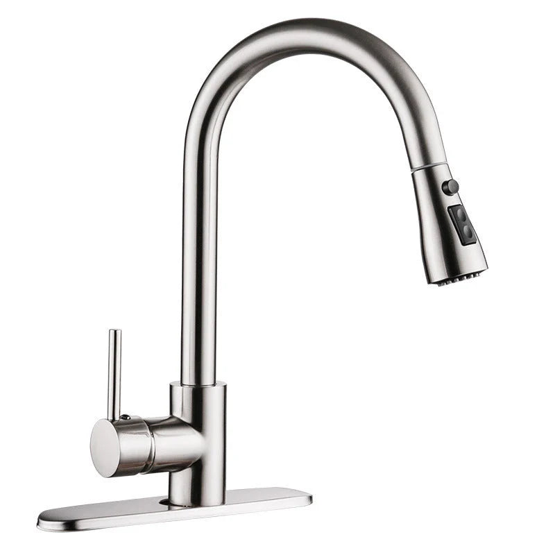 Brushed copper kitchen faucet with pull-out functionality and stainless steel construction