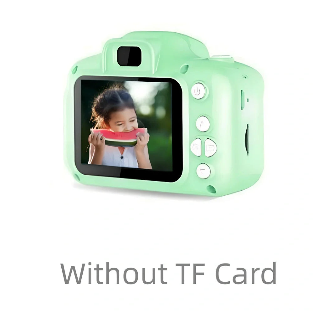 Blue children's HD digital waterproof camera, 80x60mm size, 2.3-inch screen, 65g weight for kids' outdoor photography