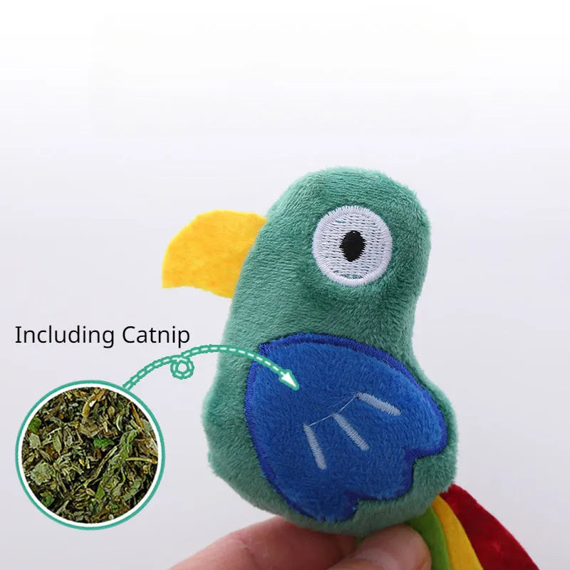 Plush cat toy in animal shape with catnip for interactive feline play