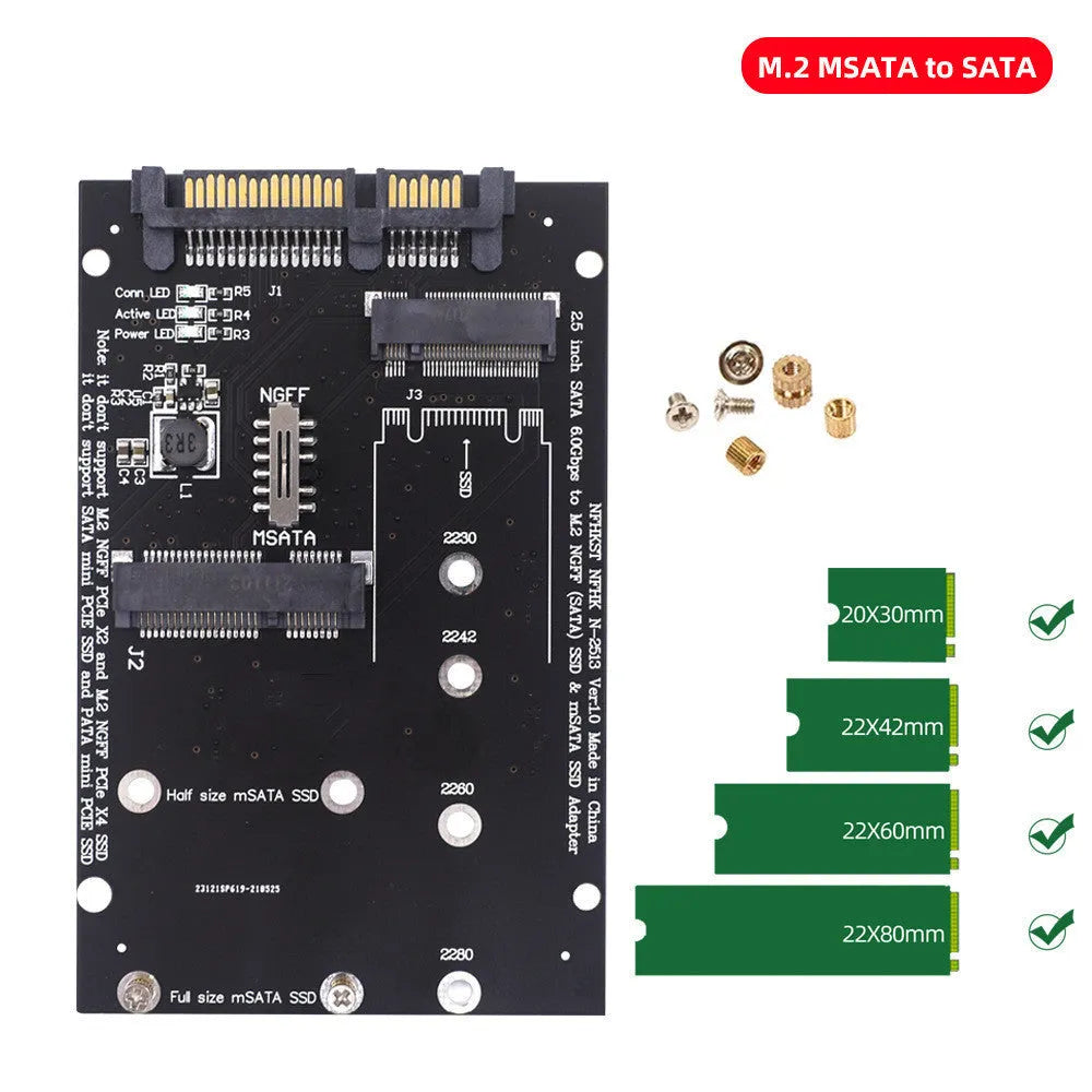 SATA3 to M.2 NGFF mSATA SSD conversion card adapter switchboard in black or blue