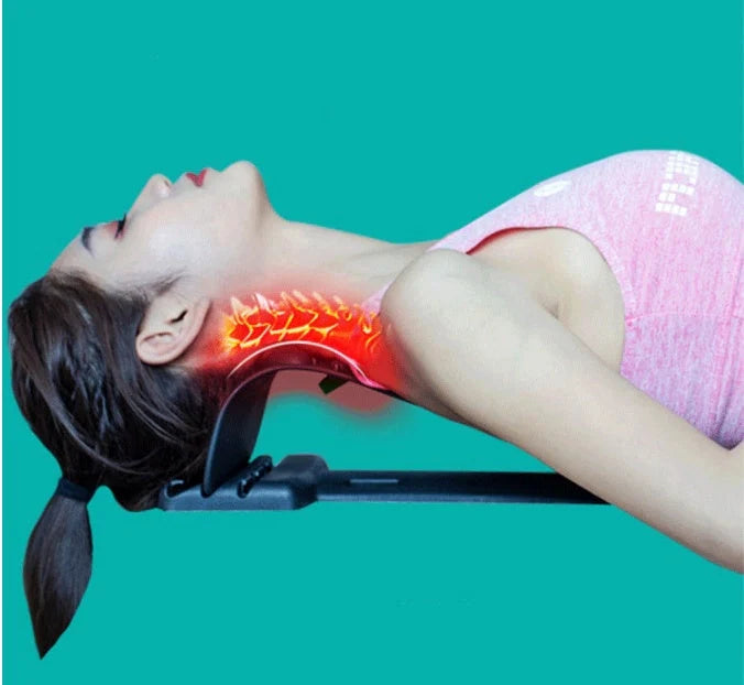 Arc-shaped acupuncture and magnetic therapy cervical spine stretcher for back and neck pain relief