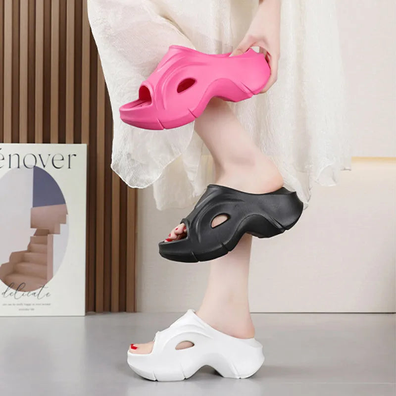 Women's thick-soled EVA beach slippers in three colour options