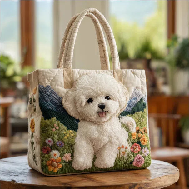 Large-capacity women's handbag with colourful spotted print in retro style, box-shaped with double shoulder straps