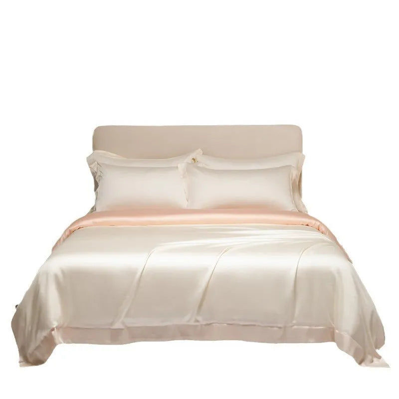 Luxury Tencel fibre bed sheet set in a solid colour, showing the quilt cover and pillowcases.