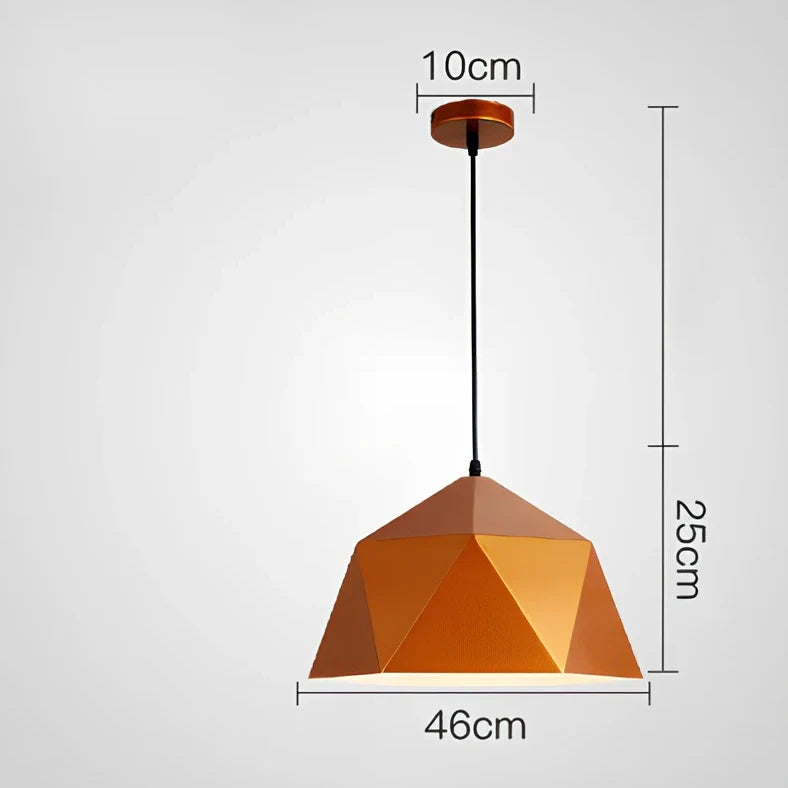 Colourful geometric iron hanging lamp, 46cm diameter, adjustable to 2m height in black or white for home lighting