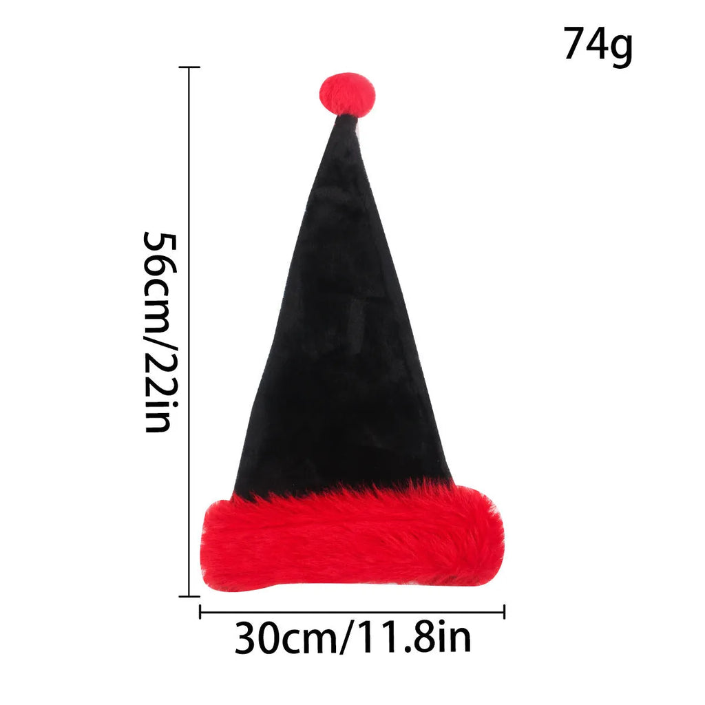 Plush plus-size Christmas hat in red and black colour combination with European classical style