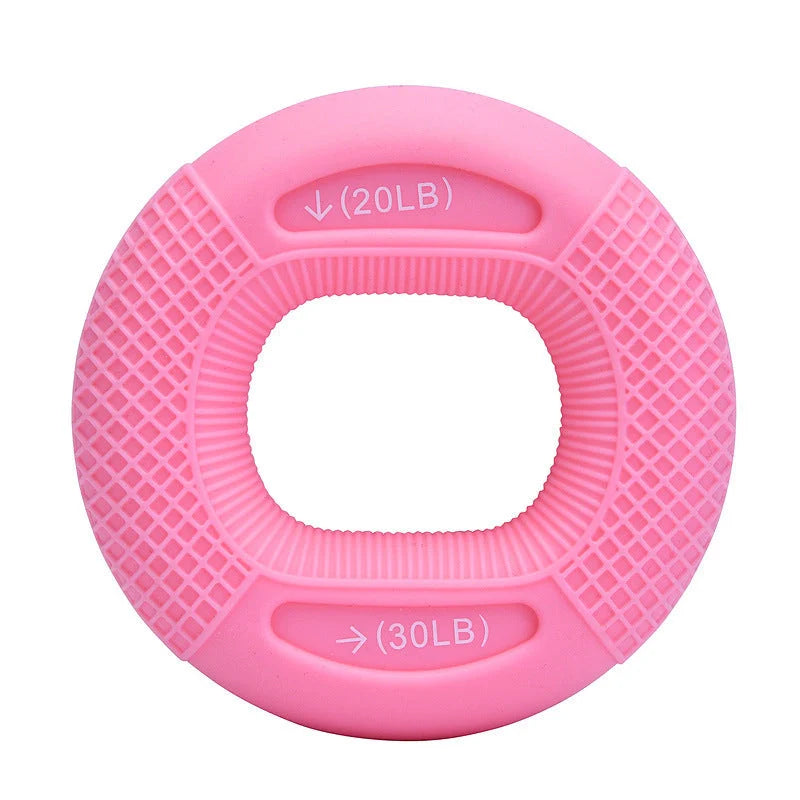 Adjustable silicone grip ring in various colours for finger and forearm training