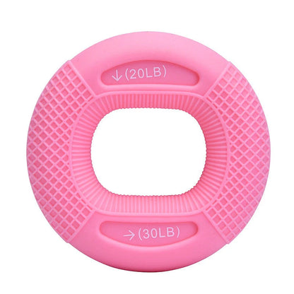 Adjustable silicone grip ring in various colours for finger and forearm training
