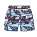 Children's colourful printed beach shorts with hairband belt waistband in coconut tree design