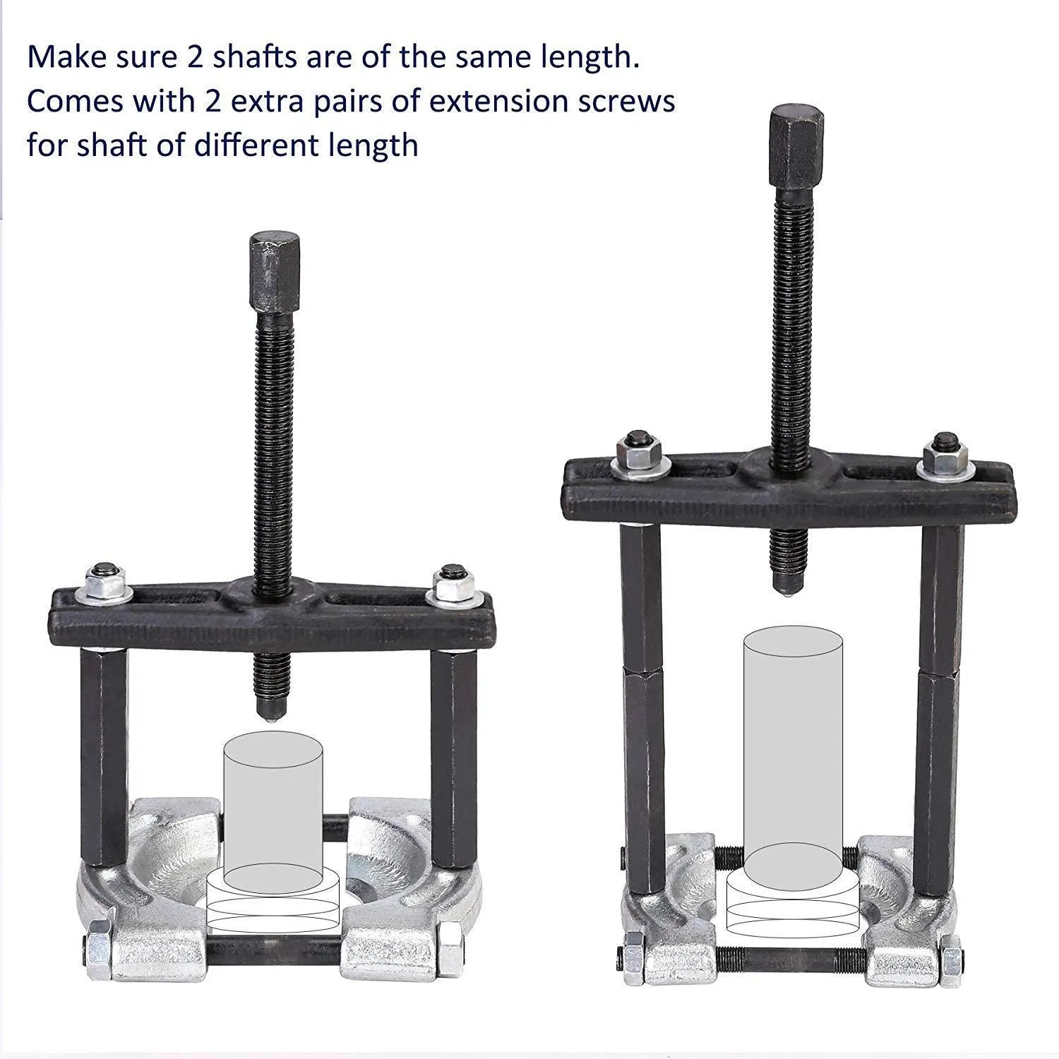 Bearing puller 12-piece set in chrome vanadium steel for auto chassis repair, size 39x31x25cm