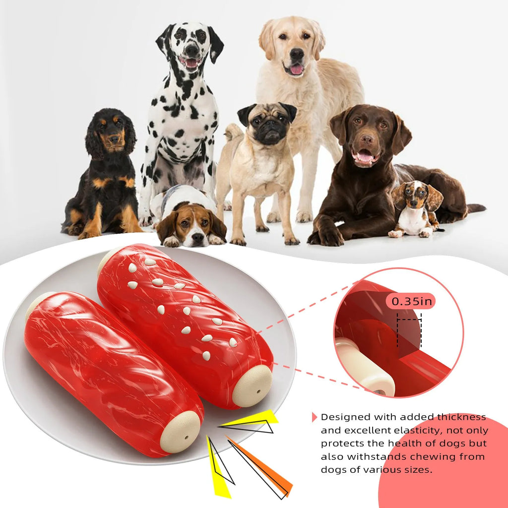 Primary colour bone-shaped dog chew toy with textured rubber cleaning surface.