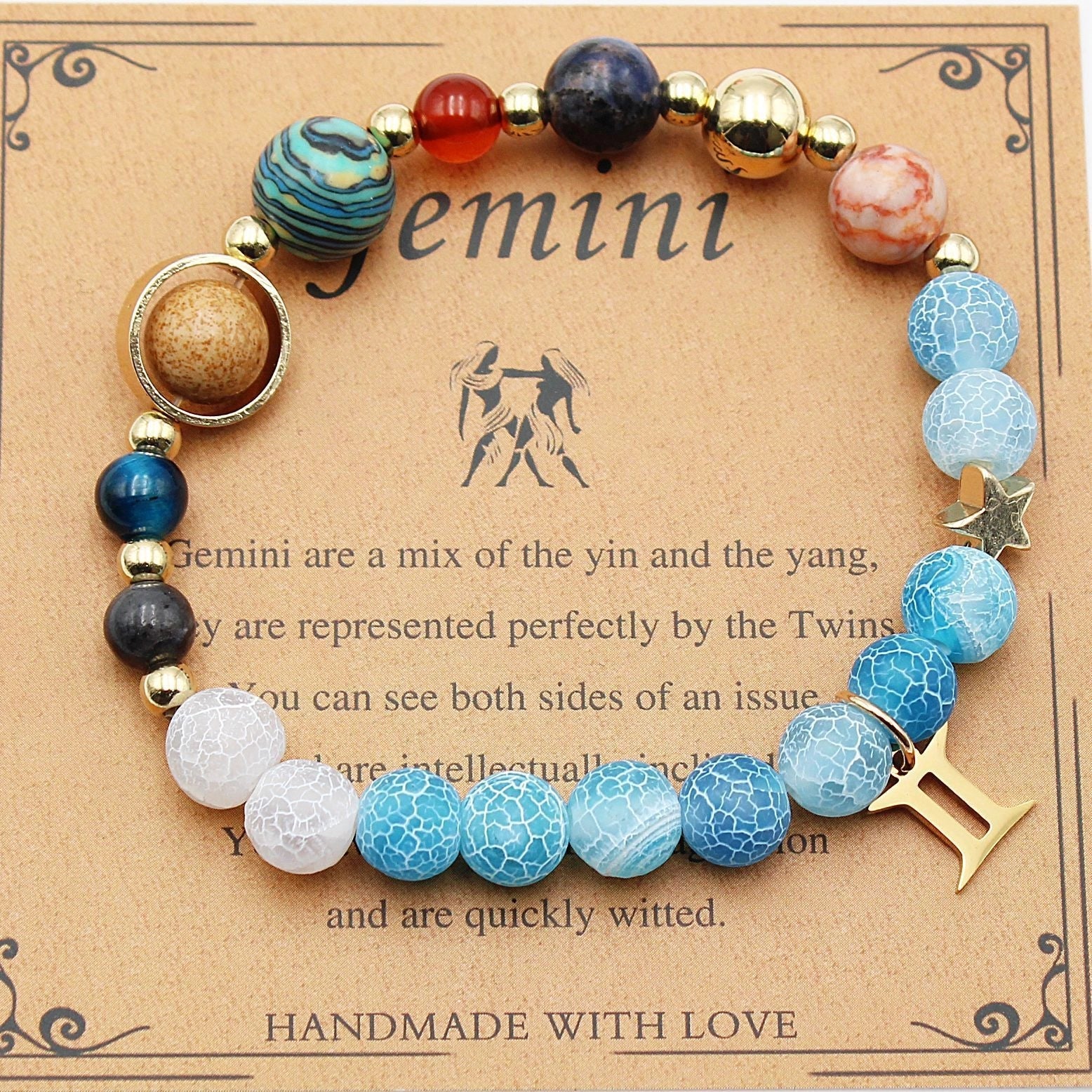 Twelve Constellations Natural Stone Beaded Bracelets - Unisex Astrological Jewellery