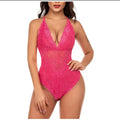 Lace bodysuit one-piece lingerie in black, polyester fibre, available in sizes S to XXL
