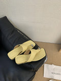 Wedge flip-flops in apricot with microfiber upper and rubber sole for outdoor summer use