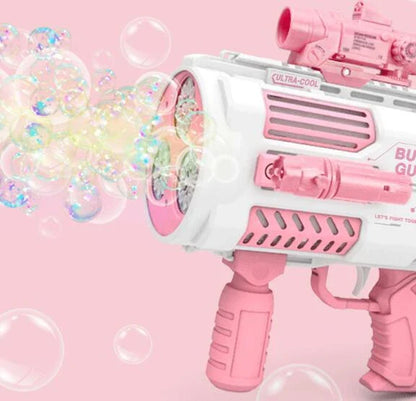 Automatic Bubble Blaster Rocket Toy - Colorful bubble-making machine with three-cylinder design and rechargeable battery