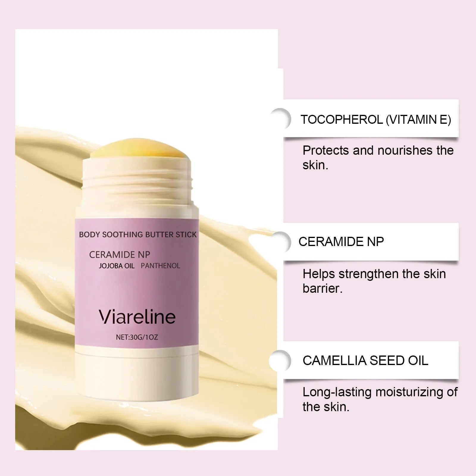 30g anti-wrinkle firming body soothing stick with ceramide NP and botanical oils