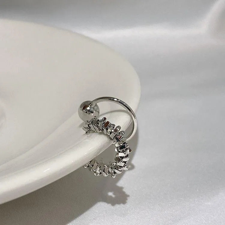 Geometric frosty finish ear clip earrings with irregular shapes and double clip mechanism