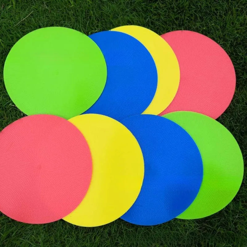 TPE football training marker disc in multiple colours showing 23cm diameter size