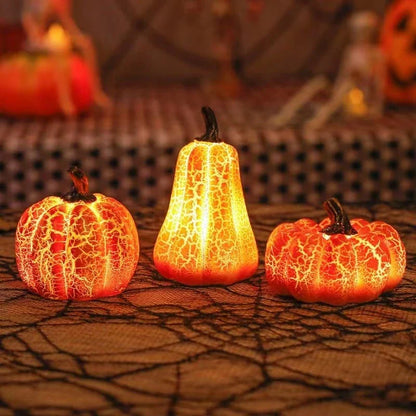 Realistic resin pumpkin lantern with LED lights, perfect for Halloween decor and celebrations