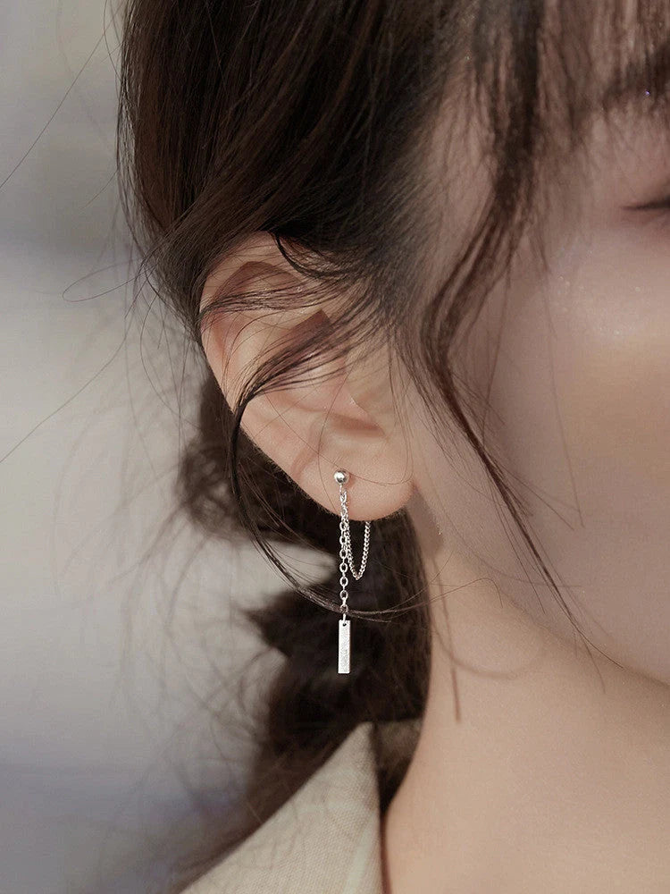 Women's Tassel Simple Stud Earrings in copper or 925 silver with geometric pattern