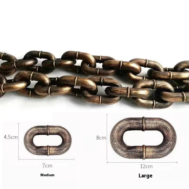 Simulation dog leash prop in antique silver, bronze, and black colours for video content creation.