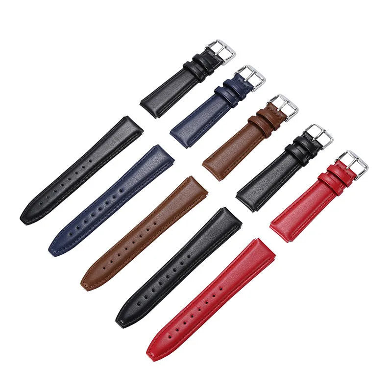 Solid colour genuine leather B5 watch strap in brown on a wrist