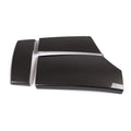 Three ABS armrest box protective covers with carbon fibre weave pattern showing polished surface