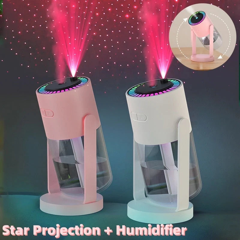 Starry Sky Projection Humidifier with ambient light and USB portability