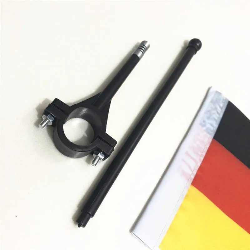 Cycling handlebar flag with plastic pole and polyester square fabric for bicycle mounting
