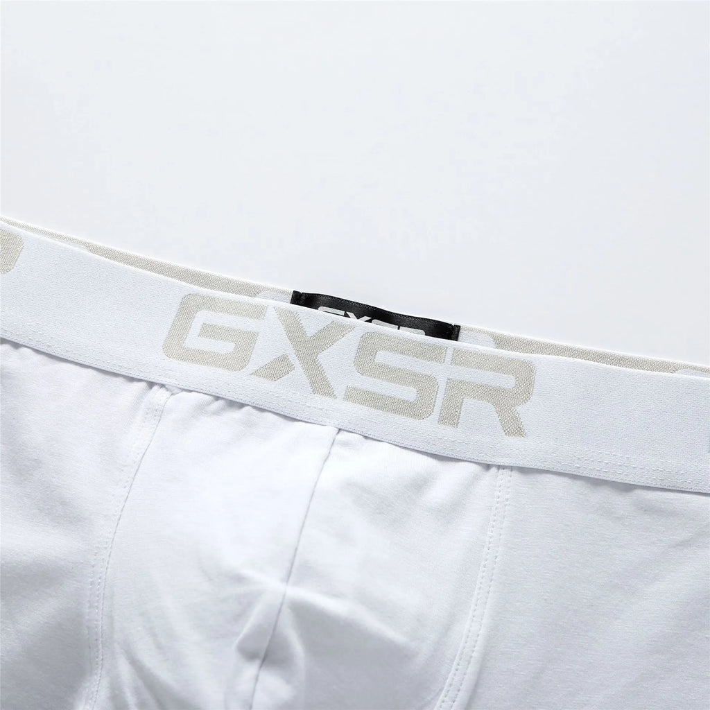 Men's purified cotton low waist boxers in solid colour, knitted fabric, black/white/gray options, sizes M-XXL
