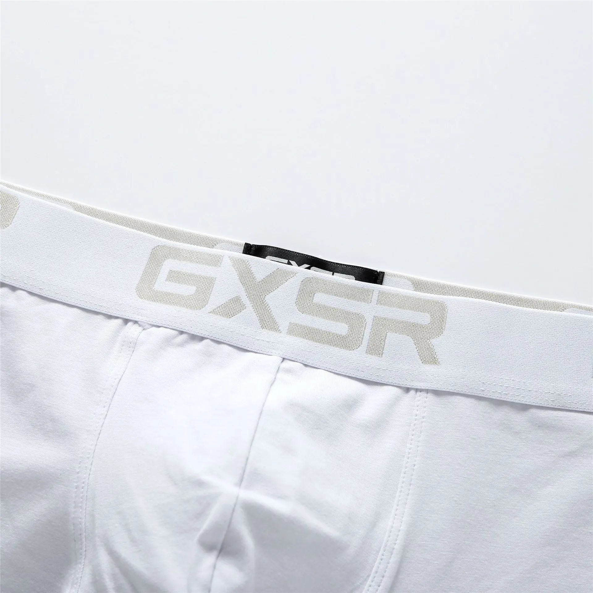Men's purified cotton low waist boxers in solid colour, knitted fabric, black/white/gray options, sizes M-XXL
