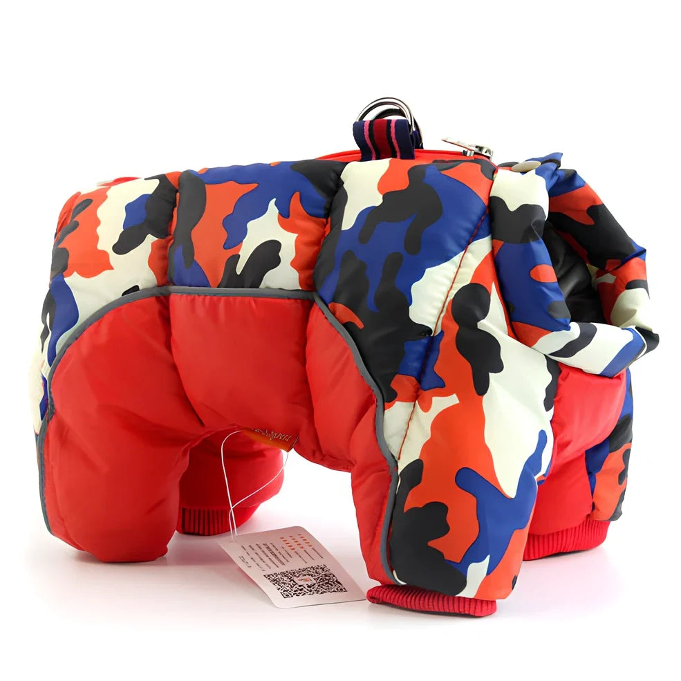 Brown coffee winter cotton jacket on small dog, waterproof thicker coat for puppies in sizes 10-26