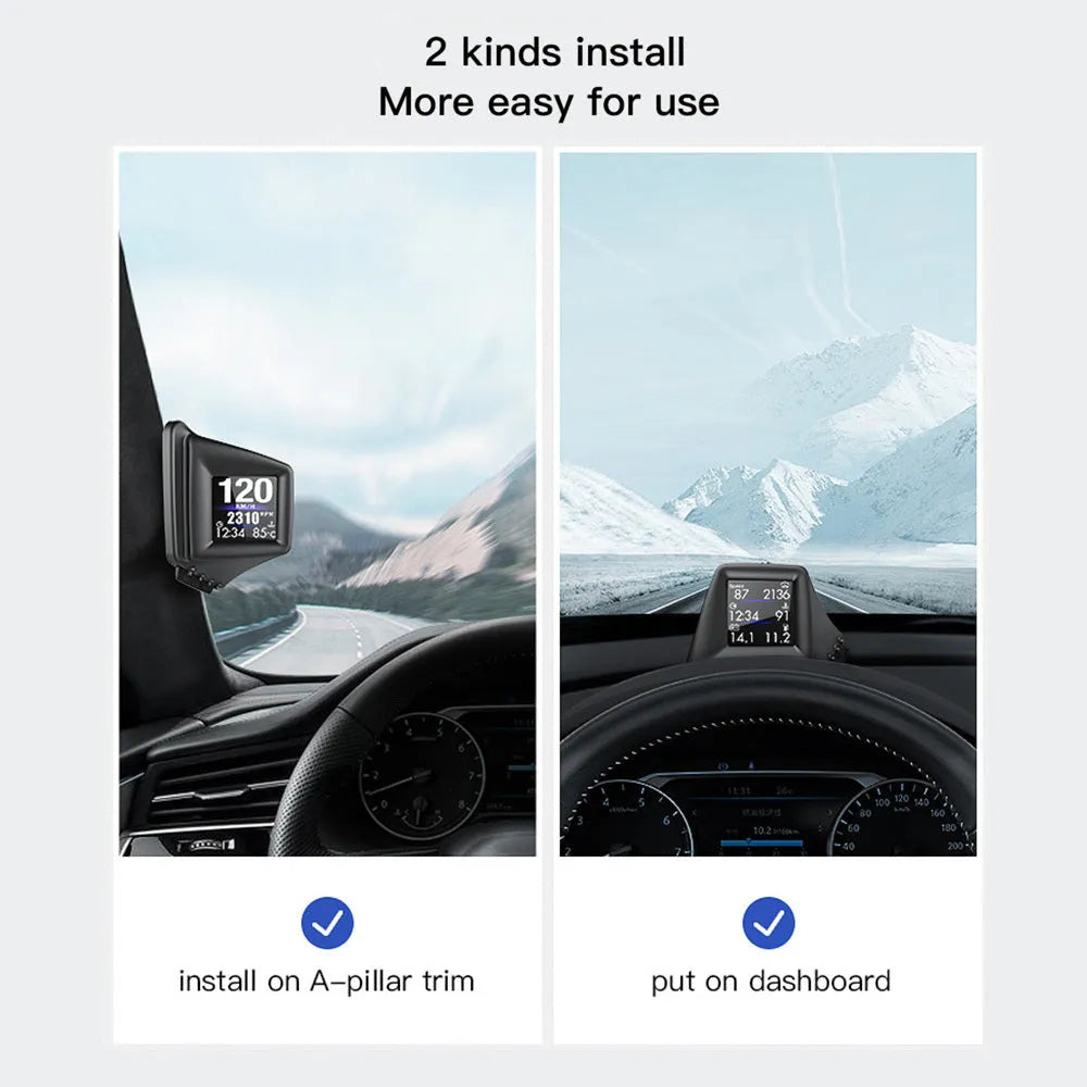 AP-1 car HUD head-up display with 2.5-inch LCD screen in black