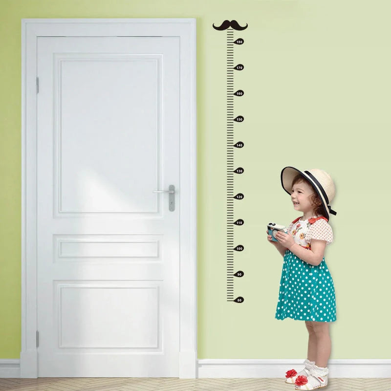 Children's beard height measurement wall sticker in black, 57cm by 12cm