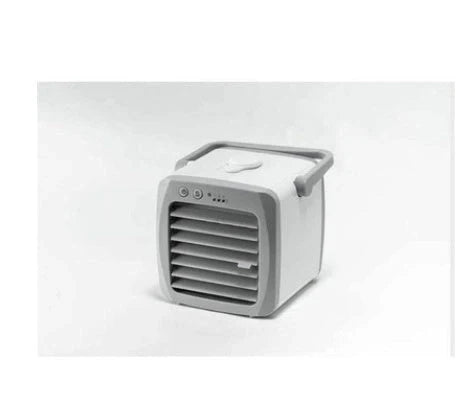 Mini mobile air conditioner electric fan in white with USB portability