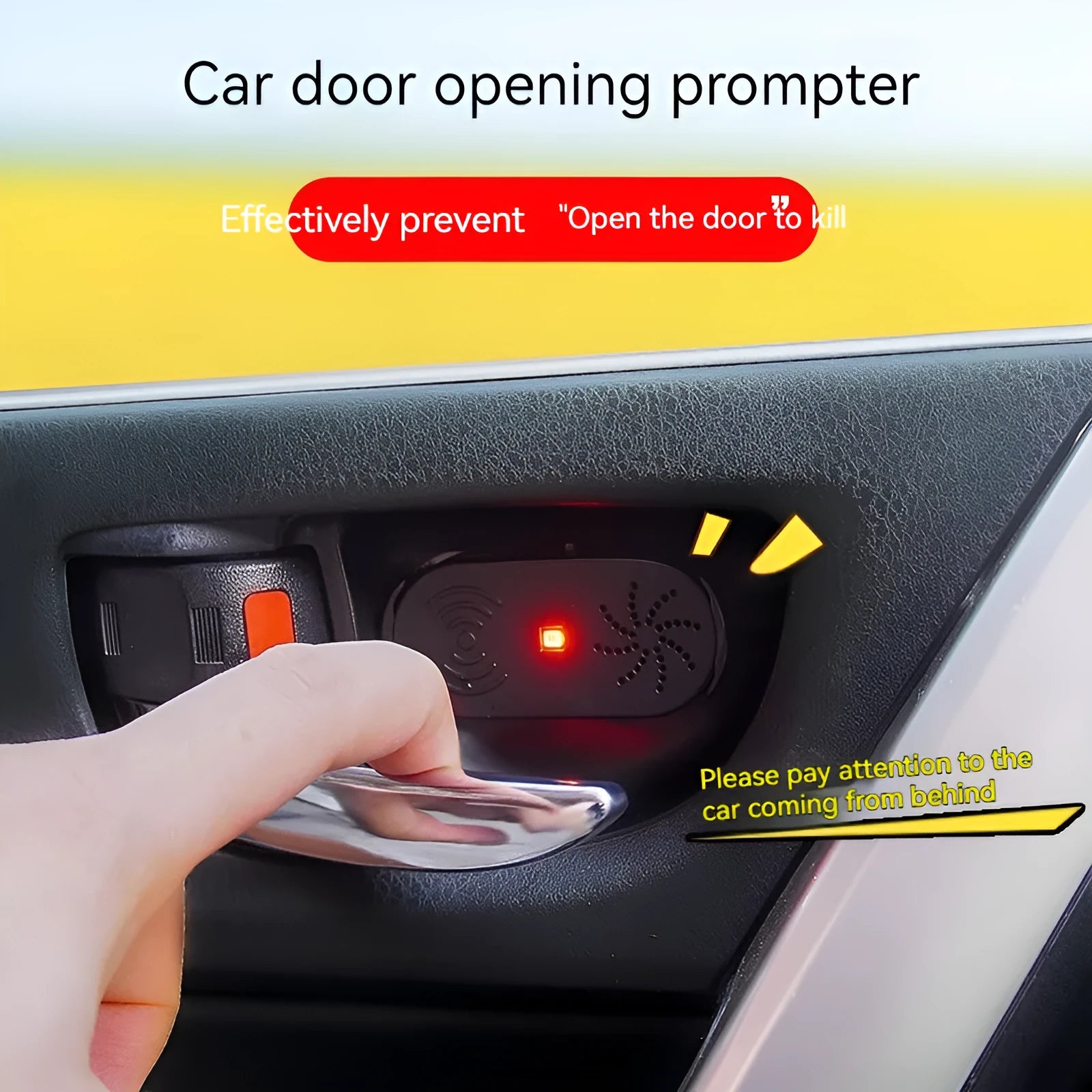 Black ABS car door reminder with infrared sensor for vehicle door opening detection alarm