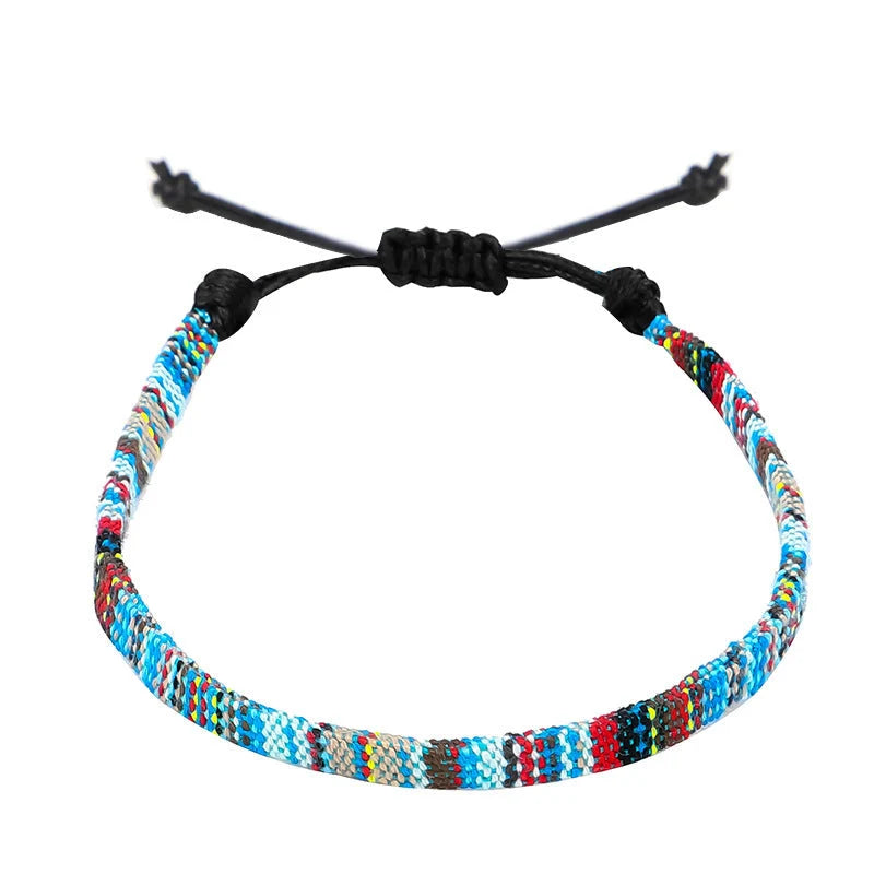 Hand woven rainbow colour bohemian style anklet for men and women