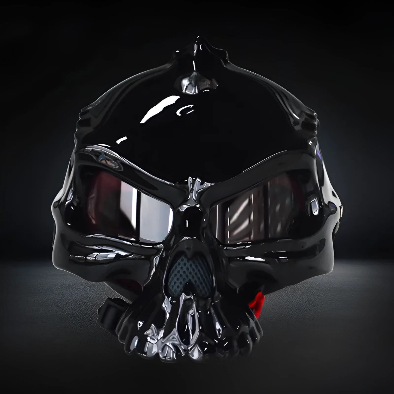 Skull art motorcycle helmet in ABS plastic available in multiple sizes and colours