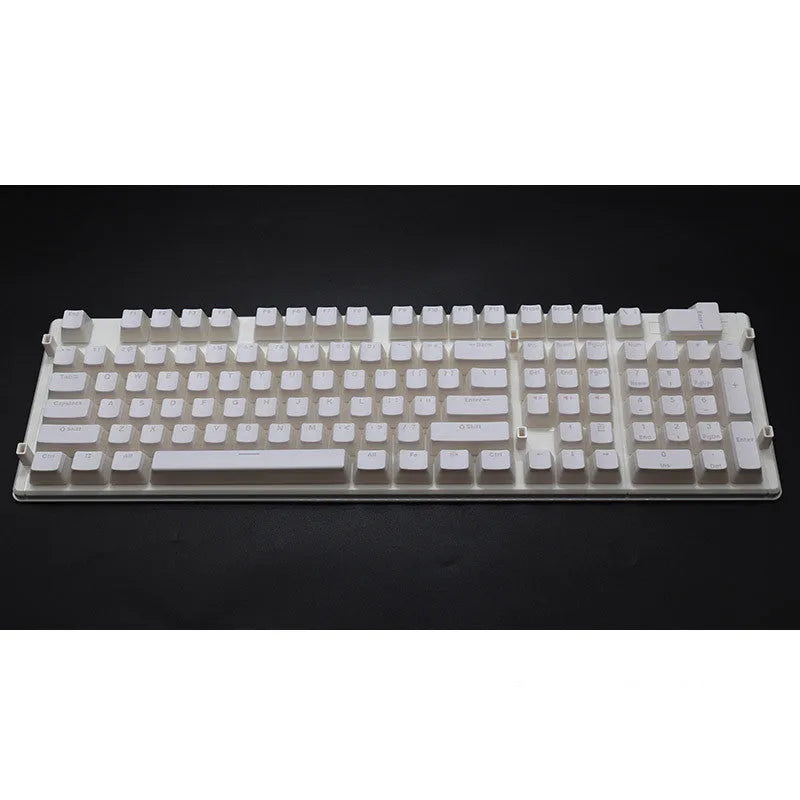 Set of 108 PBT keycaps with double-skin pudding cream design in various colours for mechanical keyboards.