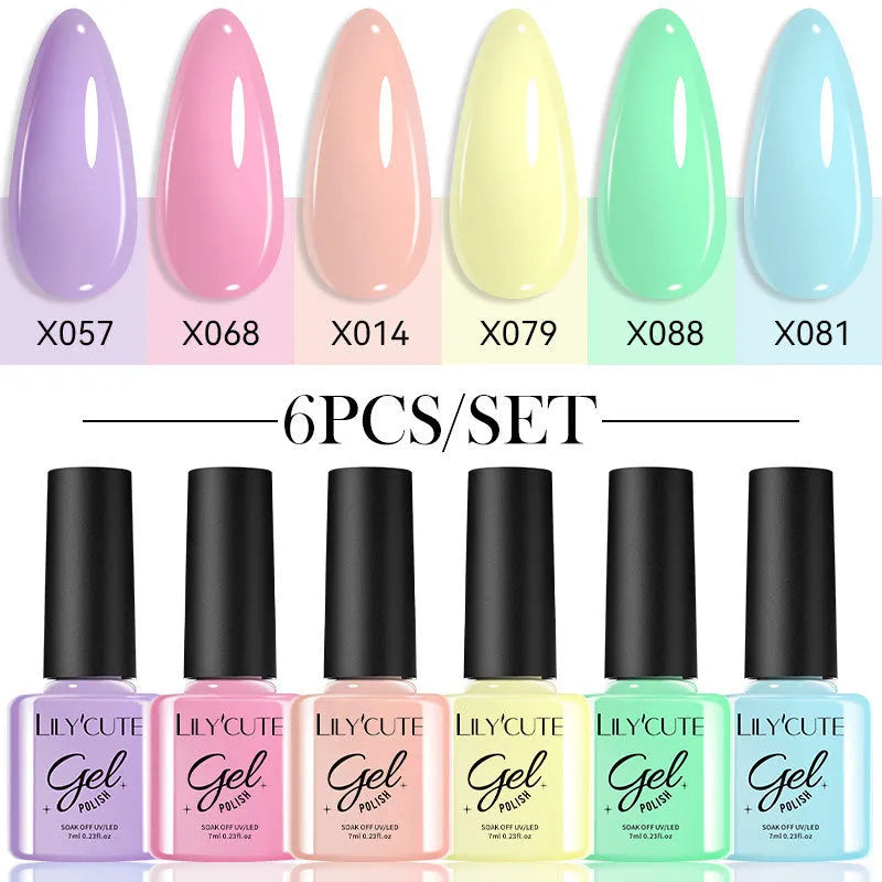 UV gel nail polish set with 20 glitter and sequin effect colours in bottles for waterproof manicures