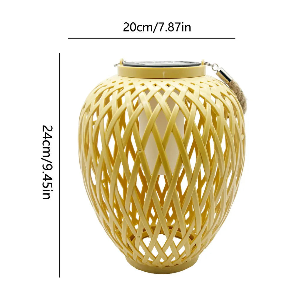 Solar imitation bamboo lantern outdoor decorative light plastic IP44 with liner