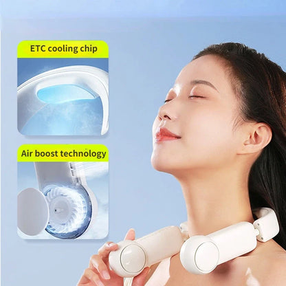 Portable neck fan with USB rechargeable battery and adjustable 3-speed settings
