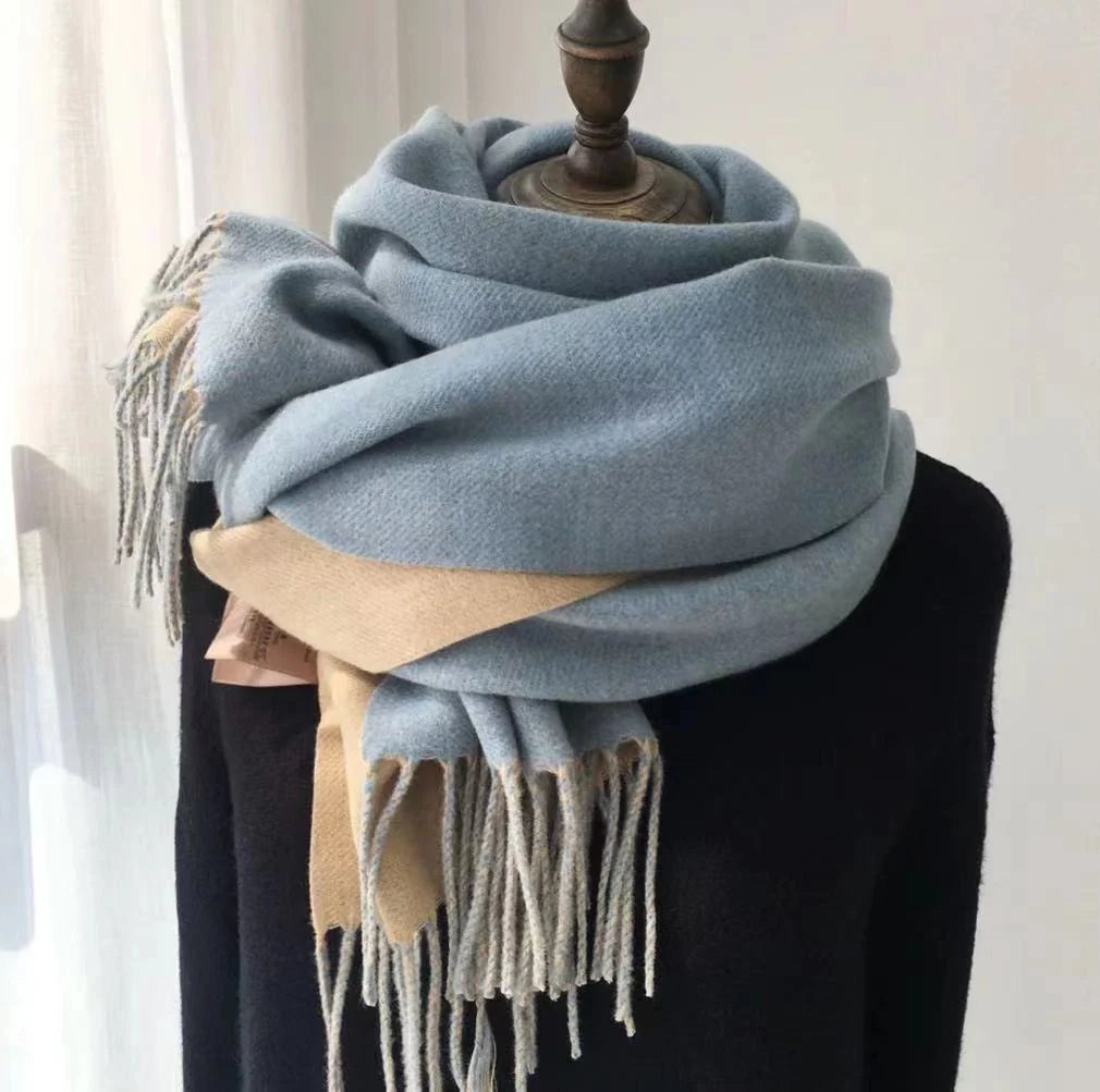 Double-sided artificial Australian wool scarf shawl in various colours for winter warmth