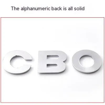 Metal zinc alloy 3D car letter stickers showing black and silver alphabet characters