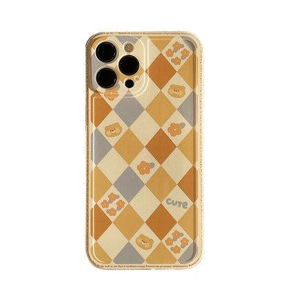 Stylish Geometric Rhombus Grid Protective Phone Case for iPhone in Various Colors
