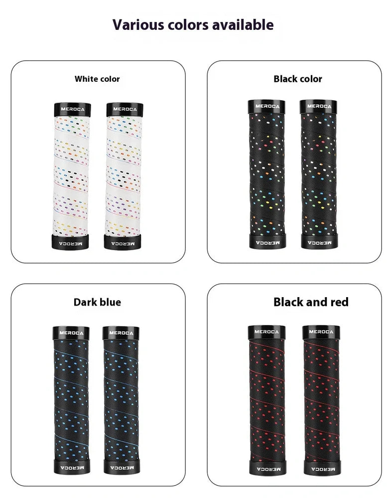 Lockable bicycle handlebar covers with anti-slip winding pattern in black-red colour combination